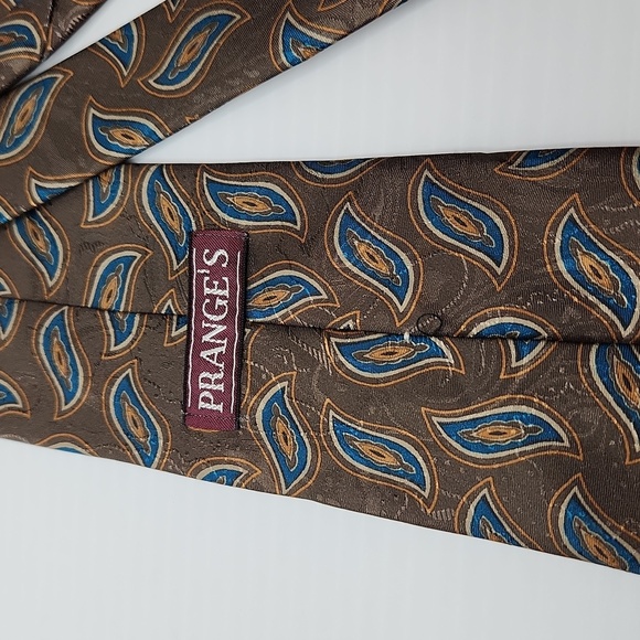 Prange's polyester silk tie brown teal - Picture 4 of 5